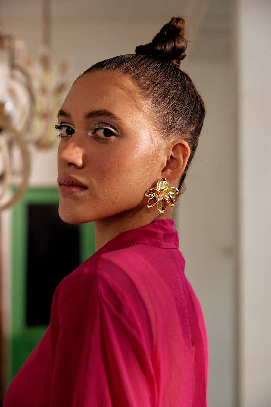 ALM - Flower of universe gold plated earrings