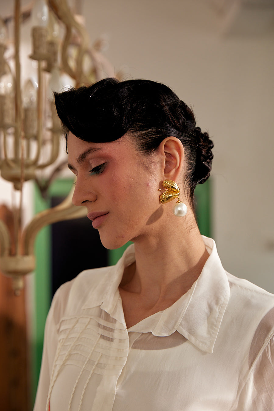 ALM - Freedom pearl white earrings