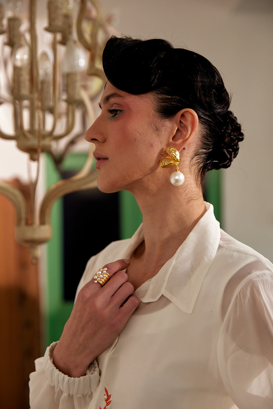 ALM - Freedom pearl white earrings